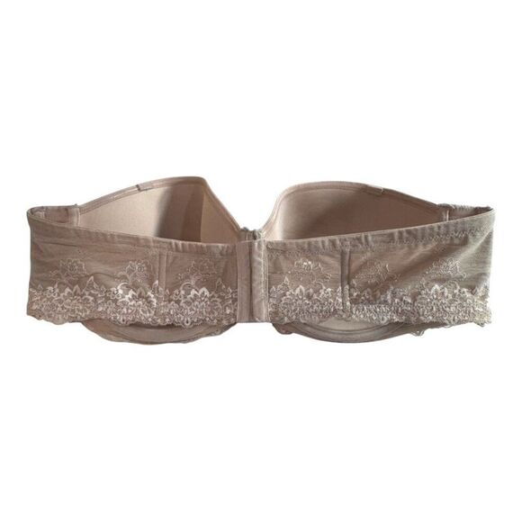 Lace Underwire Bra 46C Beige Torrid Strapless Convertible Push-Up Tan Nude - Picture 3 of 5
